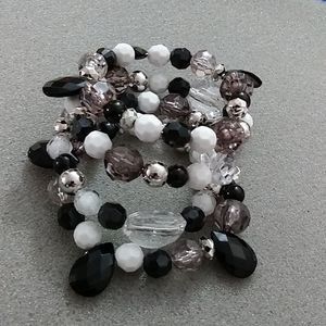 Black white silver memory wire bracket NWOT